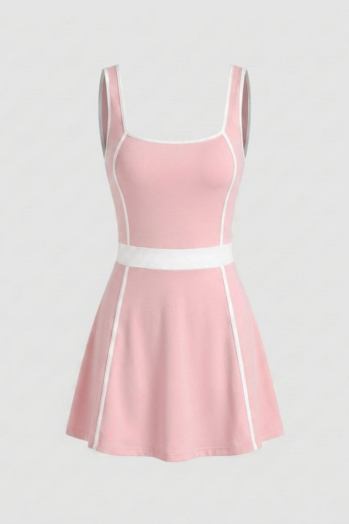 Women's Sports Dress | Body-Hugging Fit | Contrast Piping | Activewear Tennis Dress
