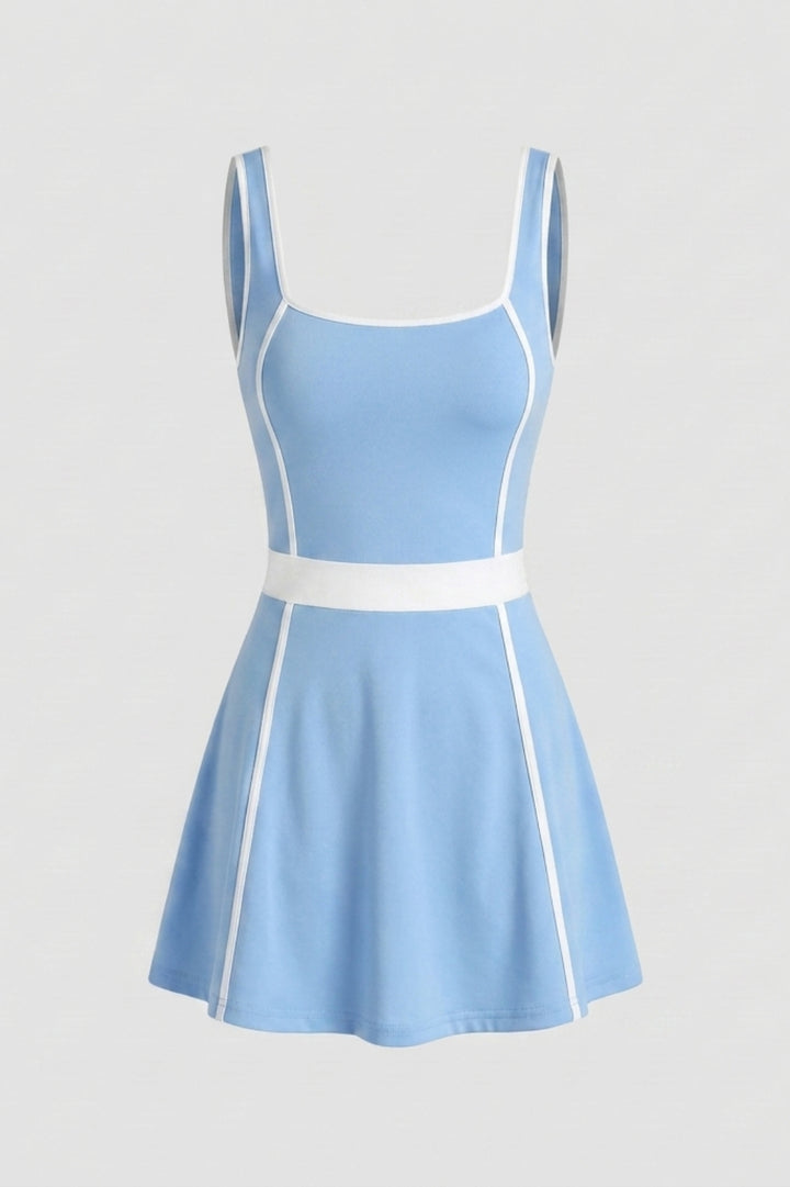 Women's Sports Dress | Body-Hugging Fit | Contrast Piping | Activewear Tennis Dress