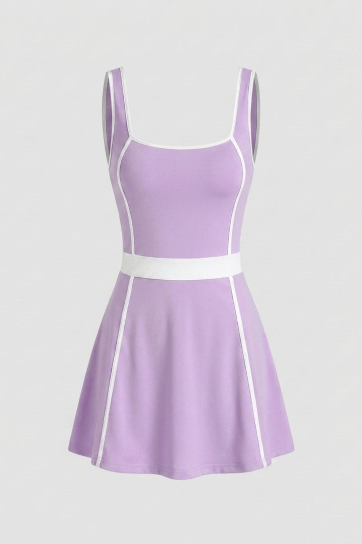 Women's Sports Dress | Body-Hugging Fit | Contrast Piping | Activewear Tennis Dress