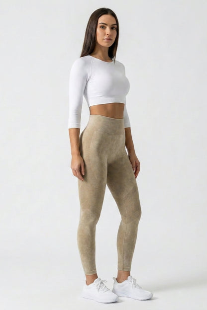 Dames Sport Legging | Sculpting Fit | High Waist | Acid Wash Legging