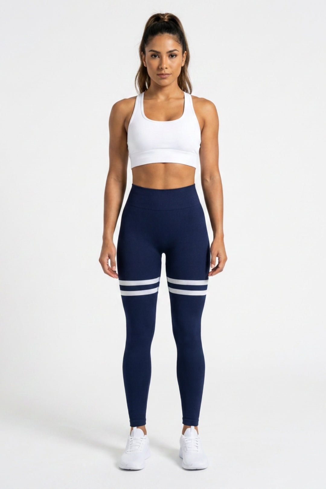 Dames sportlegging | Vormgevende pasvorm | Hoge taille | Streepjes legging