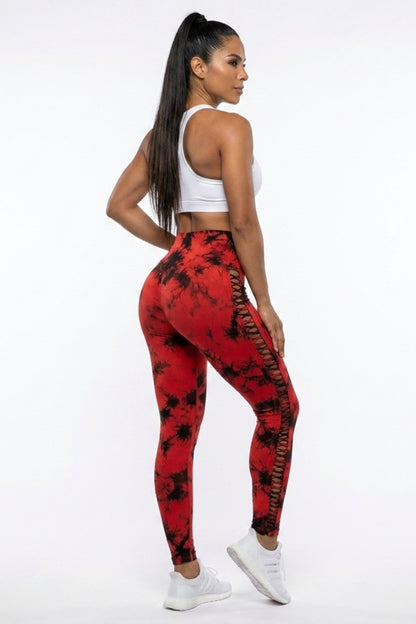 Dames Sport Legging | Sculpting Fit | High Waist | Tie-Dye Cut-Out Legging