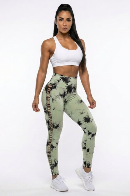 Dames Sport Legging | Sculpting Fit | High Waist | Tie-Dye Cut-Out Legging