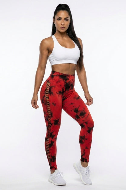 Dames Sport Legging | Sculpting Fit | High Waist | Tie-Dye Cut-Out Legging