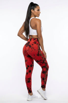 Dames Sport Legging | Sculpting Fit | High Waist | Tie-Dye Cut-Out Legging