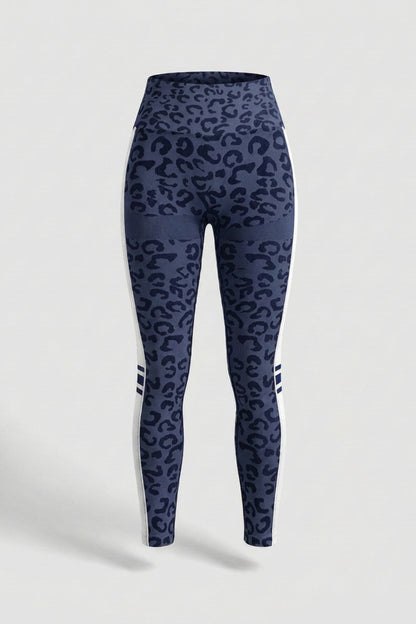 Dames Sport Legging | Sculpting Fit | Luipaardprint | Witte Seamless Workout Legging