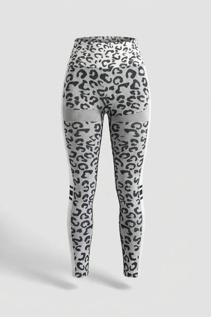Dames Sport Legging | Sculpting Fit | Luipaardprint | Witte Seamless Workout Legging