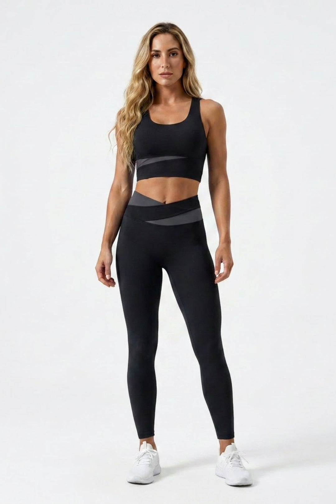 Dames Sportset | Slim Fit | Cut-Out Top | Contrastieve Activewear Outfit