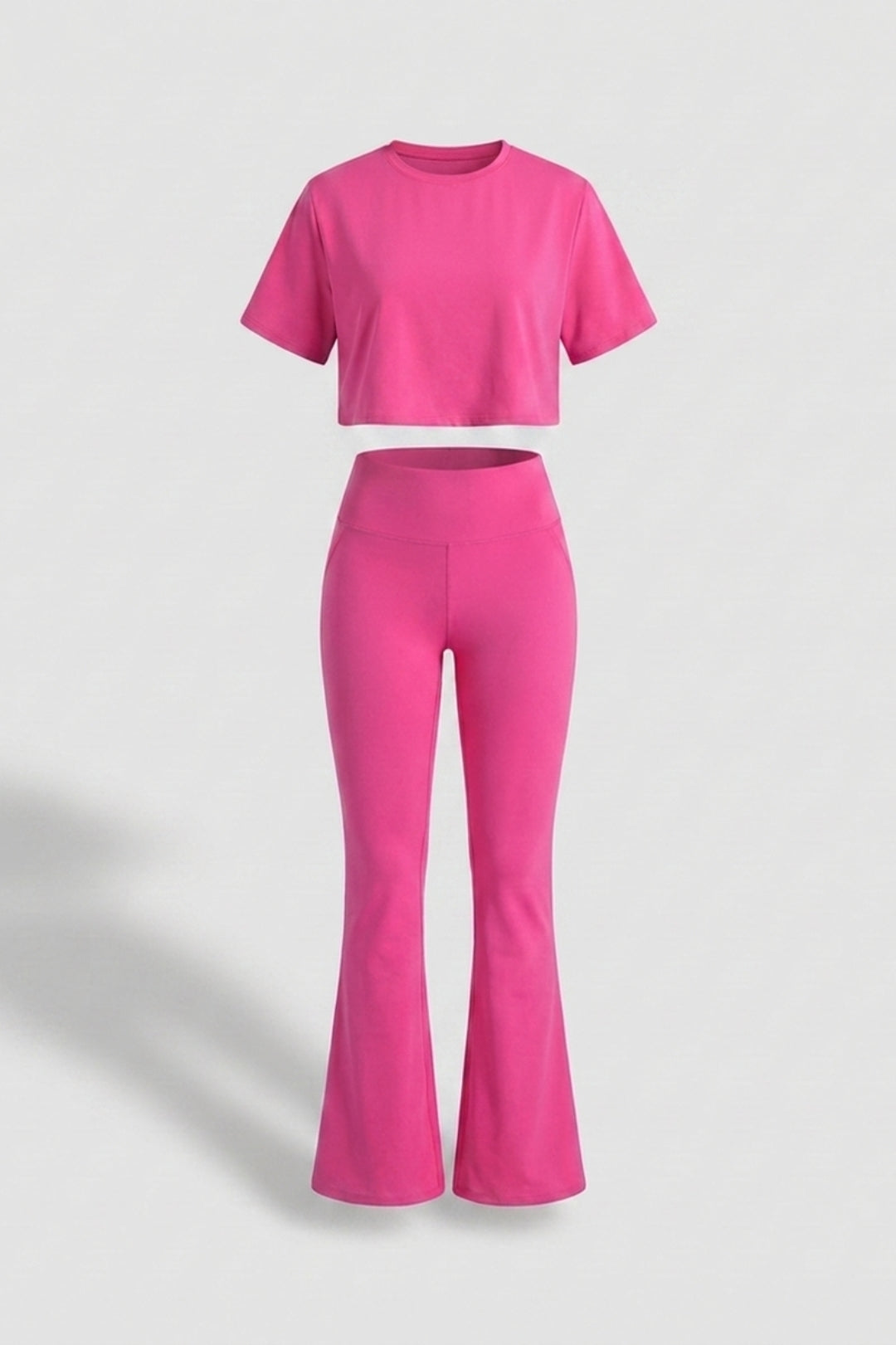 Dames Sport Set | Aansluitende Fit | High Waist Flared Broek | Cropped Top Set