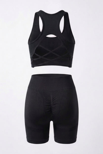 Dames Sport Set | Sculpting Fit | Cross Back Top | Seamless Yoga Set