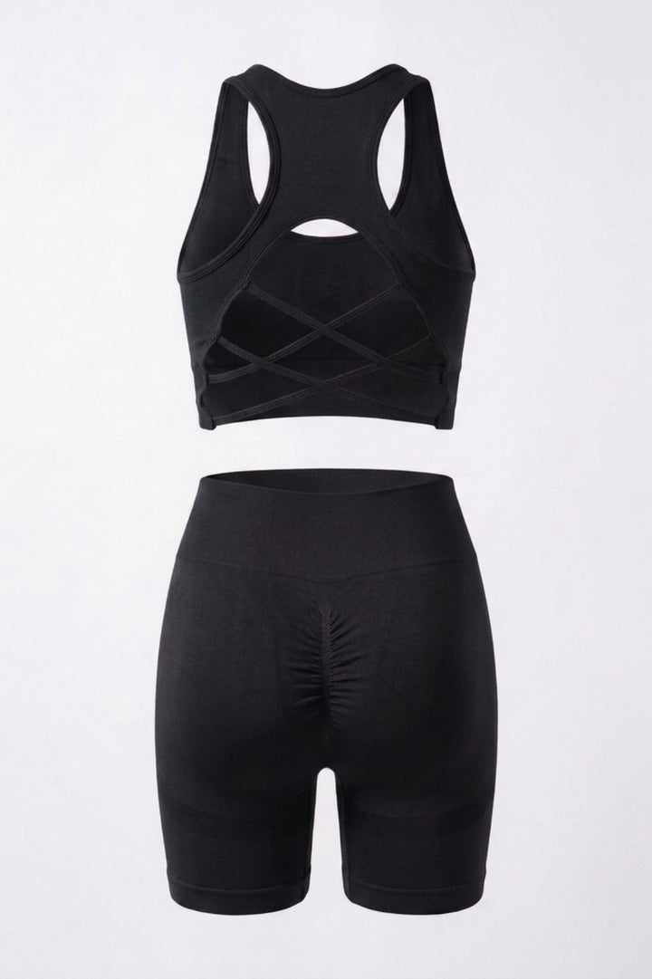 Dames Sport Set | Sculpting Fit | Cross Back Top | Seamless Yoga Set