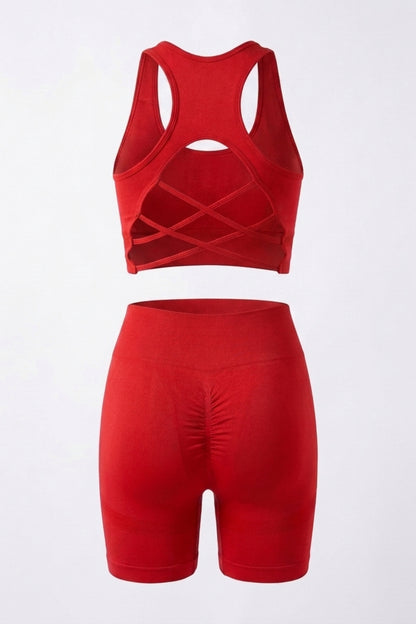 Dames Sport Set | Sculpting Fit | Cross Back Top | Seamless Yoga Set