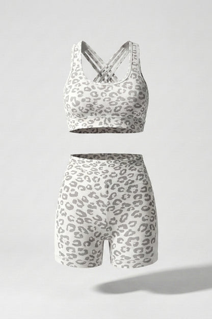 Dames Sport Set | Sculpting Fit | Luipaardprint | Cross Back Activewear Set