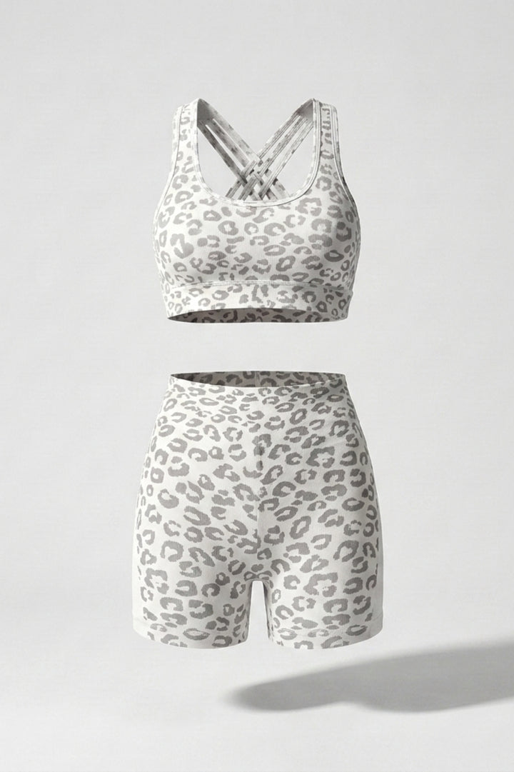 Dames Sport Set | Sculpting Fit | Luipaardprint | Cross Back Activewear Set