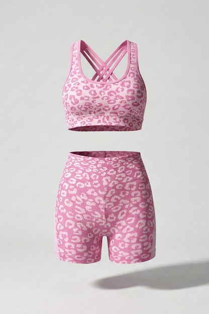 Dames Sport Set | Sculpting Fit | Luipaardprint | Cross Back Activewear Set