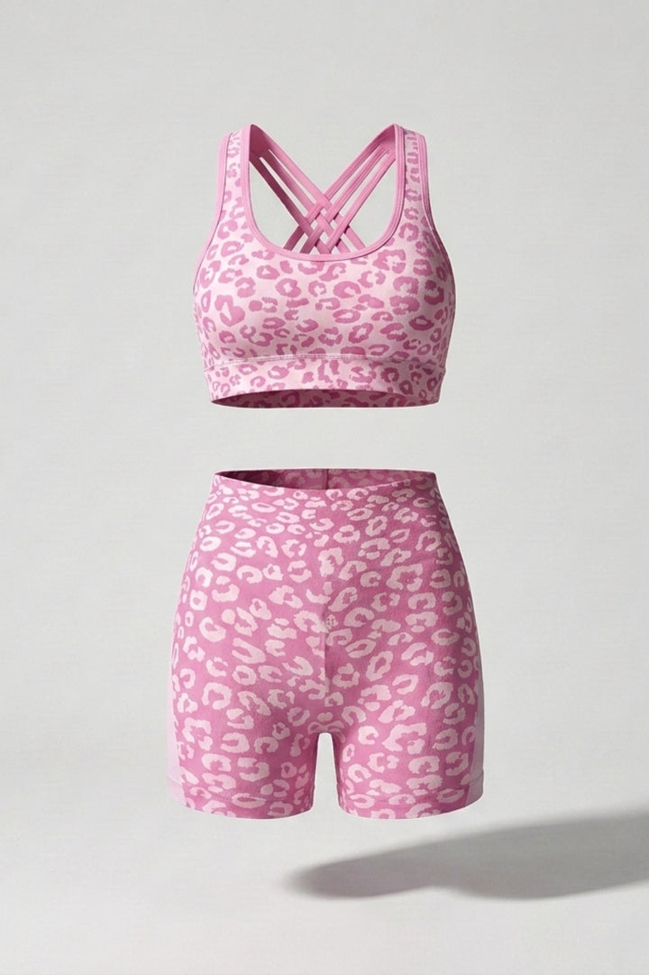 Dames Sport Set | Sculpting Fit | Luipaardprint | Cross Back Activewear Set