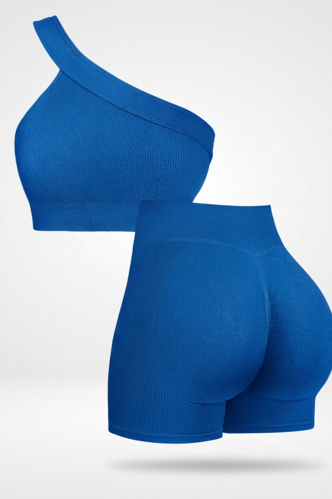 Dames Sport Set | Sculpting Fit | One Shoulder Top | Seamless Short Set