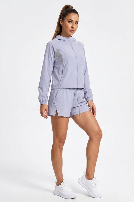 Dames Sport Set | Windbreaker & Short | Roze Running Outfit