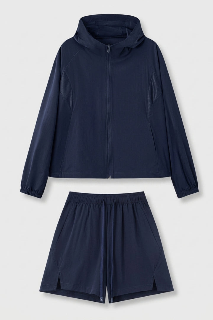 Dames Sport Set | Windbreaker & Short | Roze Running Outfit