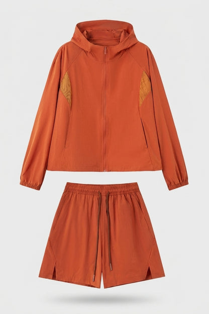 Dames Sport Set | Windbreaker & Short | Roze Running Outfit