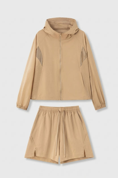 Dames Sport Set | Windbreaker & Short | Roze Running Outfit