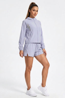 Dames Sport Set | Windbreaker & Short | Roze Running Outfit