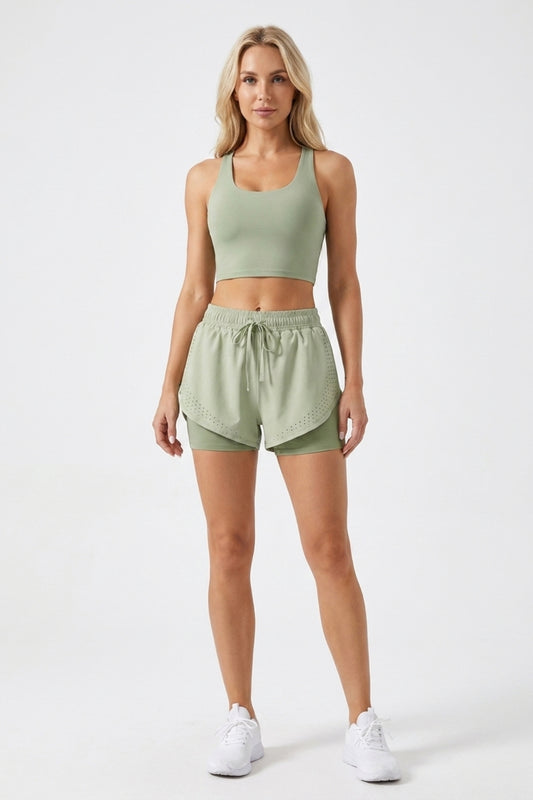 Dames Sport Short | 2-in-1 Binnenbroek | Roze Running Short