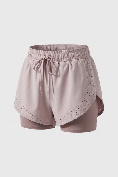 Dames Sport Short | 2-in-1 Binnenbroek | Roze Running Short