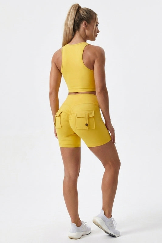 Dames Sport Short | Cargo Zakken | Groene Biker Short