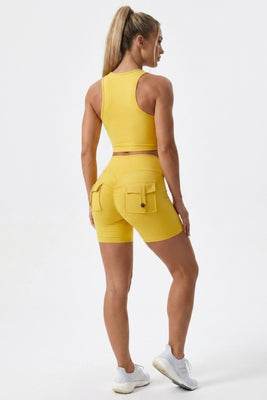 Dames Sport Short | Cargo Zakken | Groene Biker Short