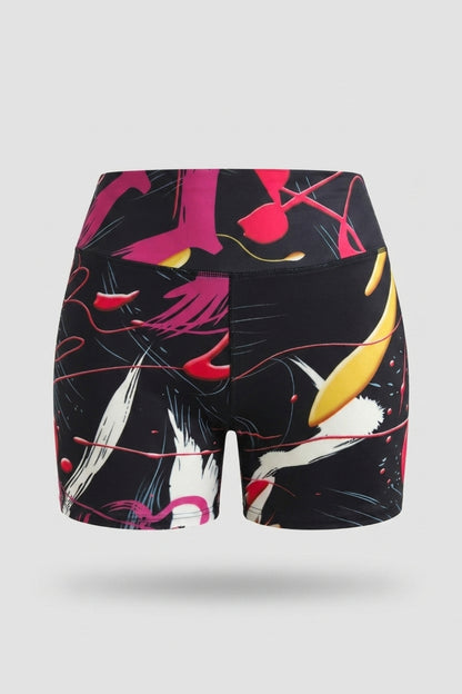 Dames Sport Shorts | Sculpting Fit | Grafische Print | Zwarte Workout Biker Short