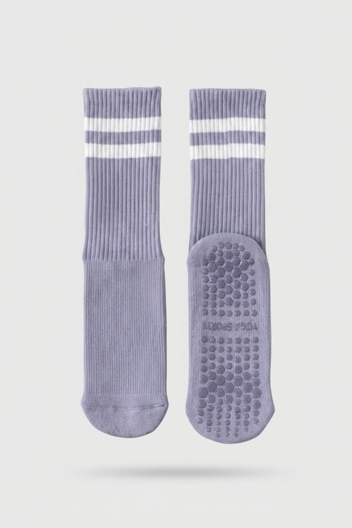 Women's Premium Grip Socks | Non-Slip Sole | Striped Pilates & Yoga Socks | 3-Pack