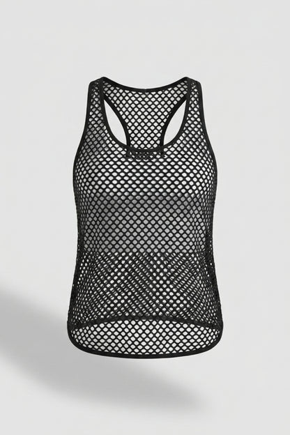 Dames Sport Tanktop | Relaxed Fit | Open Mesh | Mouwloze Workout Layer Top