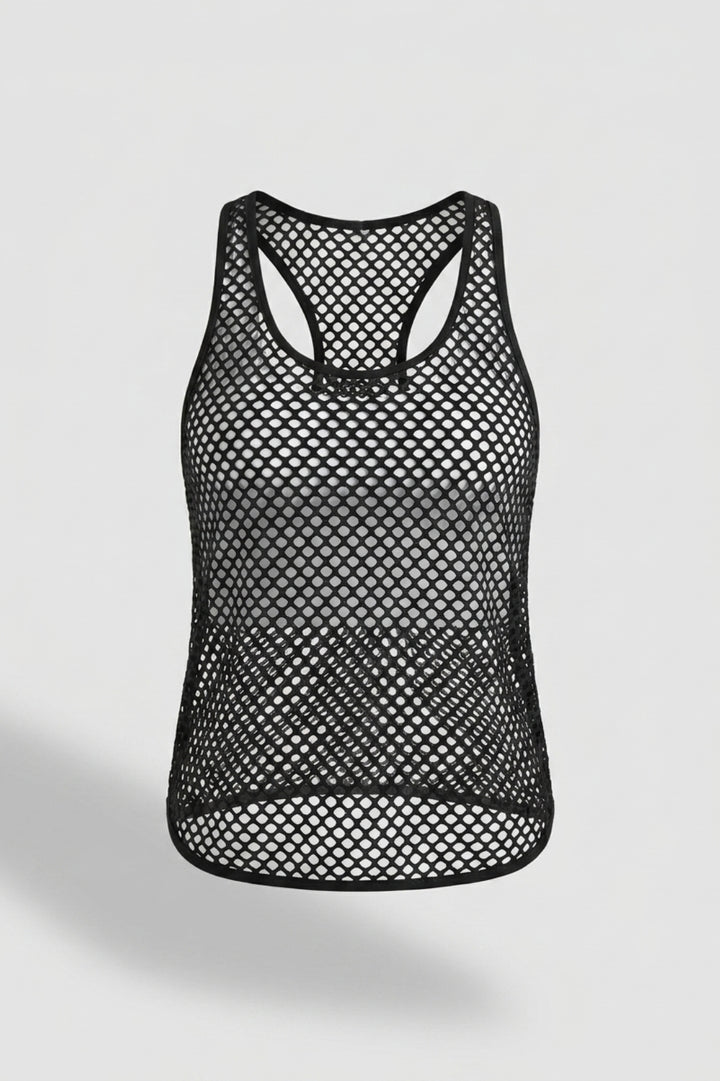 Dames Sport Tanktop | Relaxed Fit | Open Mesh | Mouwloze Workout Layer Top