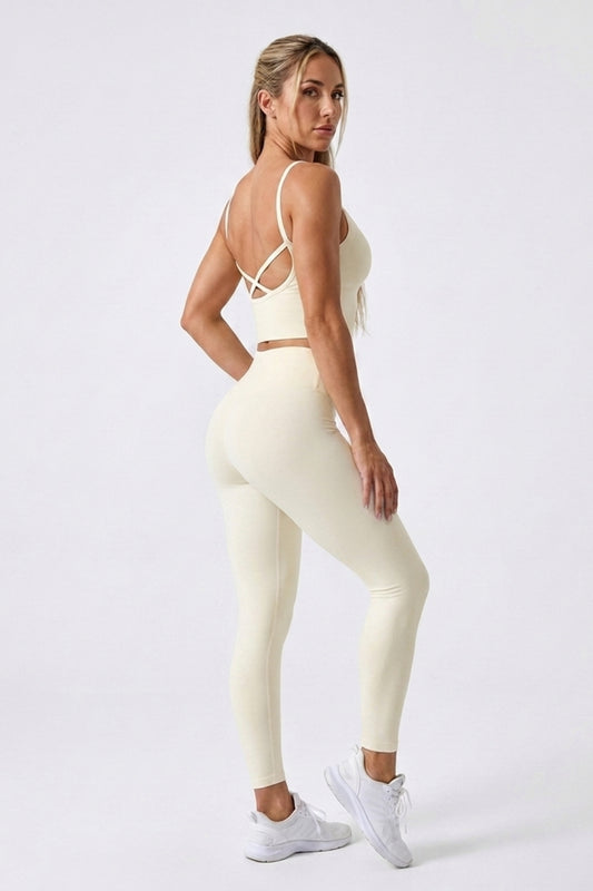 Dames Sport Top | Cross Back | Cropped Workout Fitness Top