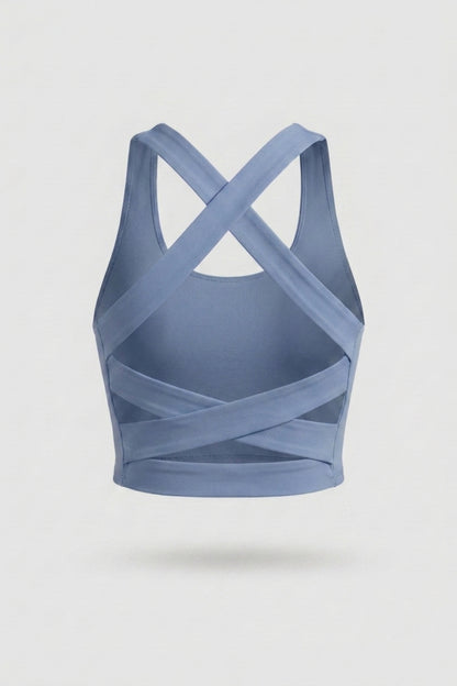 Dames Sport Top | Cross Back | Groene Cropped Fitness Top
