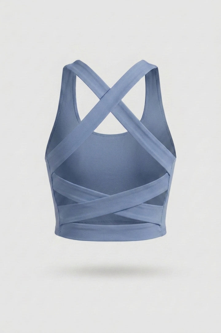Dames Sport Top | Cross Back | Groene Cropped Fitness Top