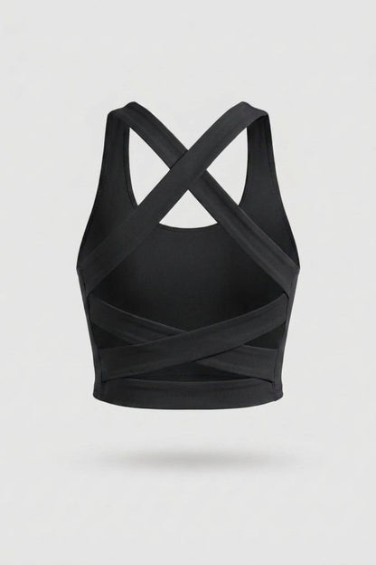 Dames Sport Top | Cross Back | Groene Cropped Fitness Top