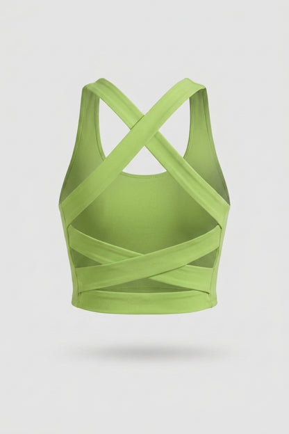 Dames Sport Top | Cross Back | Groene Cropped Fitness Top