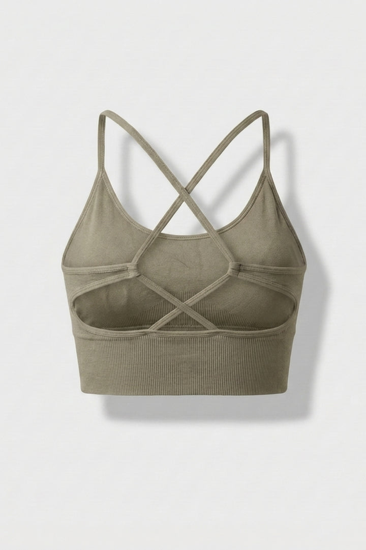 Dames Sport Top | Cross Back | Olijf Groene Activewear top