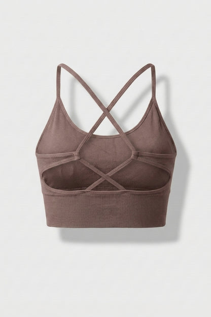Dames Sport Top | Cross Back | Olijf Groene Activewear top