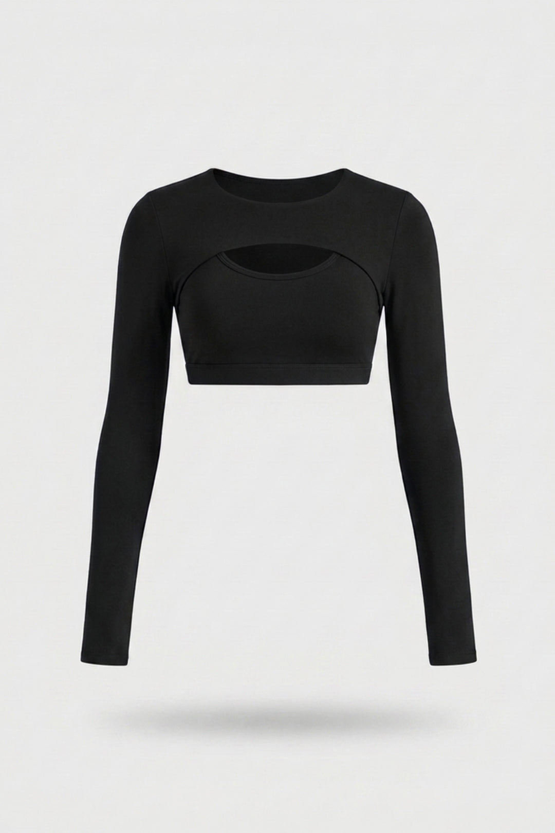 Dames Sport Top | Long Sleeve | Cut Out Front | Navy Activewear Crop Top