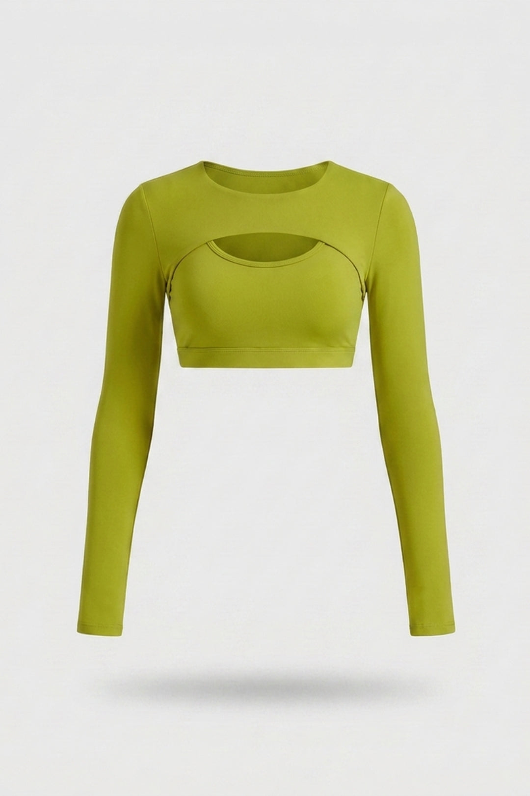 Dames Sport Top | Long Sleeve | Cut Out Front | Navy Activewear Crop Top