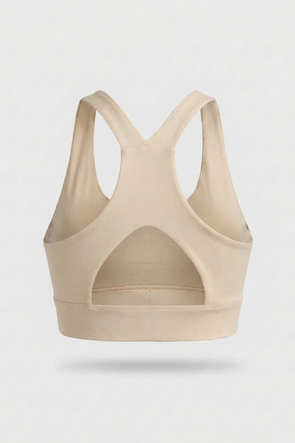 Dames Sport Top | Racerback | Cut Out Rug | Beige Activewear Top