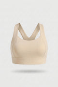 Dames Sport Top | Racerback | Cut Out Rug | Beige Activewear Top