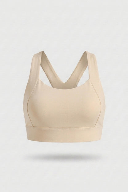 Dames Sport Top | Racerback | Cut Out Rug | Beige Activewear Top
