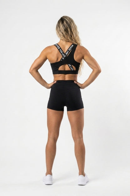 Dames Sport Top | Sculpting Fit | Open Back | Zwarte Activewear Top
