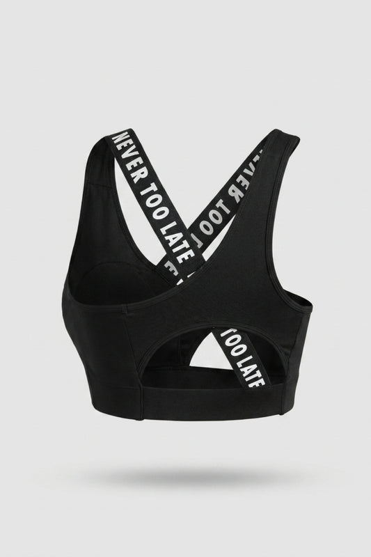 Dames Sport Top | Sculpting Fit | Open Back | Zwarte Activewear Top