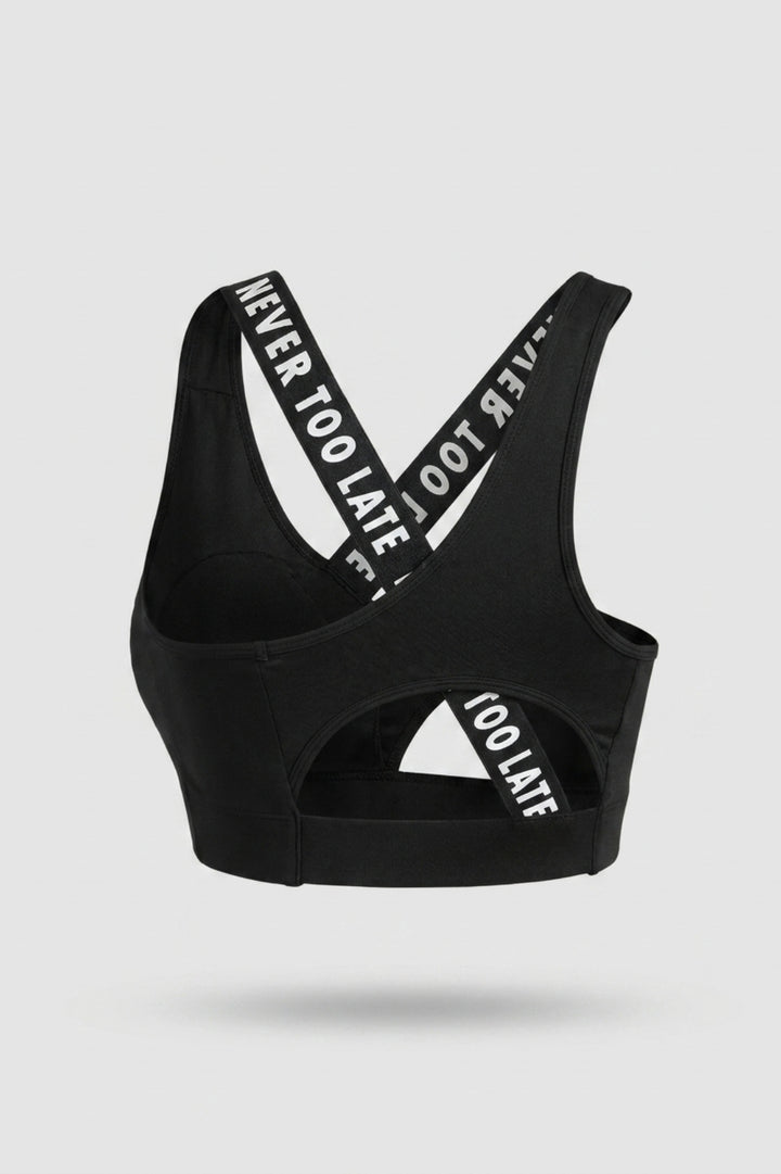 Dames Sport Top | Sculpting Fit | Open Back | Zwarte Activewear Top