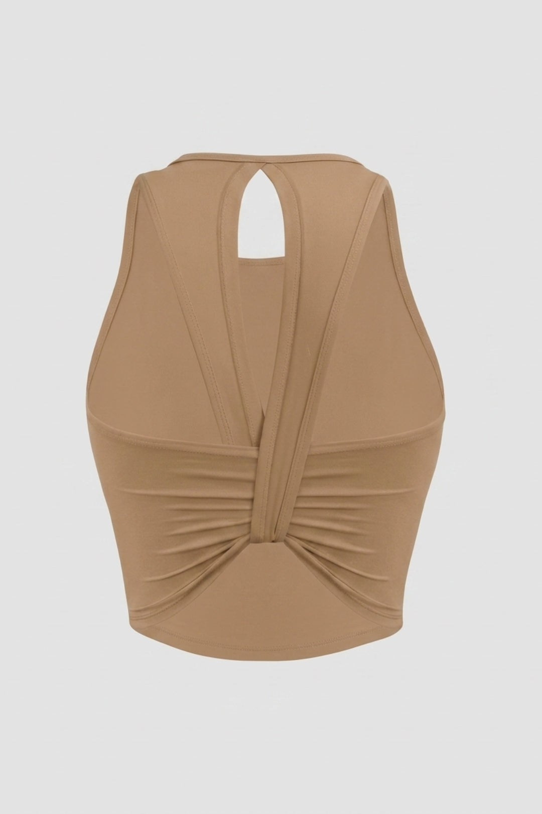 Dames Sport Top | Twist Back | Gele Cropped Workout Top